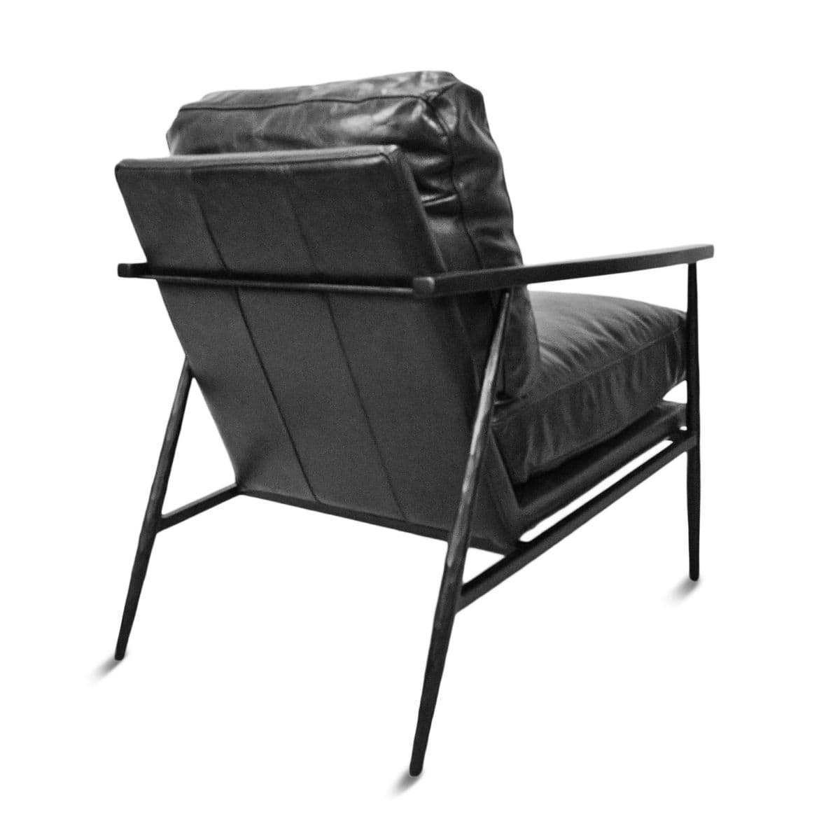 Charcoal Black Leather Club Chair - Thumbnail 6