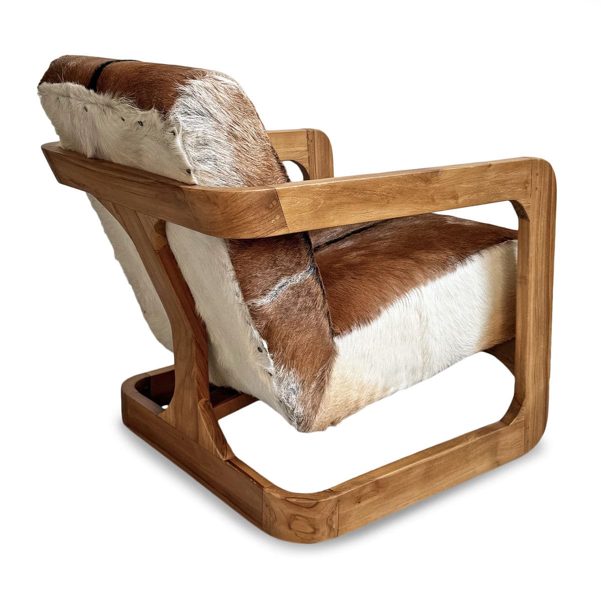 Teak & Hide Arm Chair - Thumbnail 6