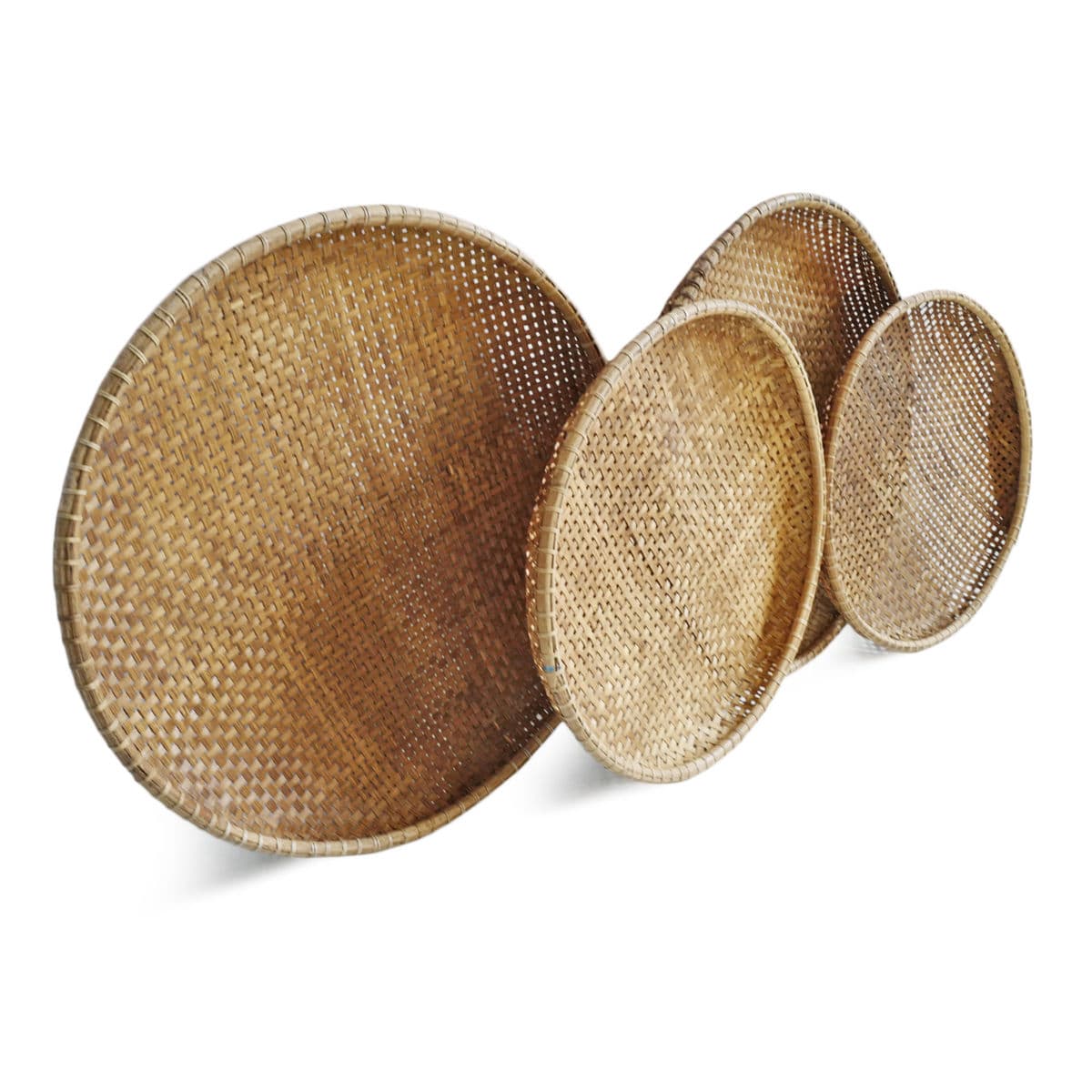 Bamboo Woven Round Basket Tray Large - Thumbnail 6