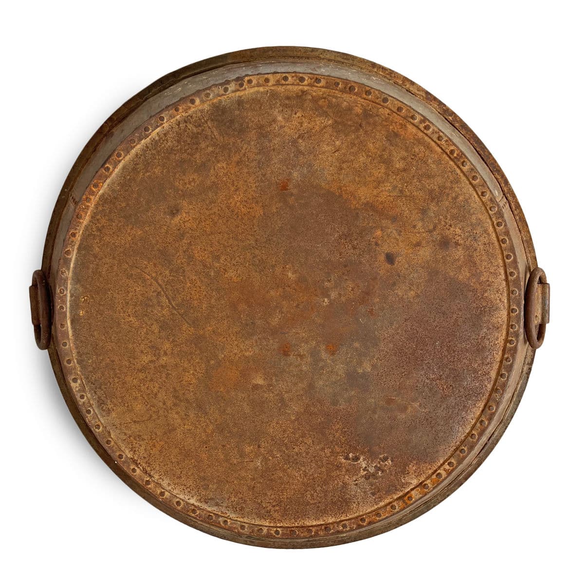 Large Vintage Iron Round Tray Bowl - Thumbnail 6