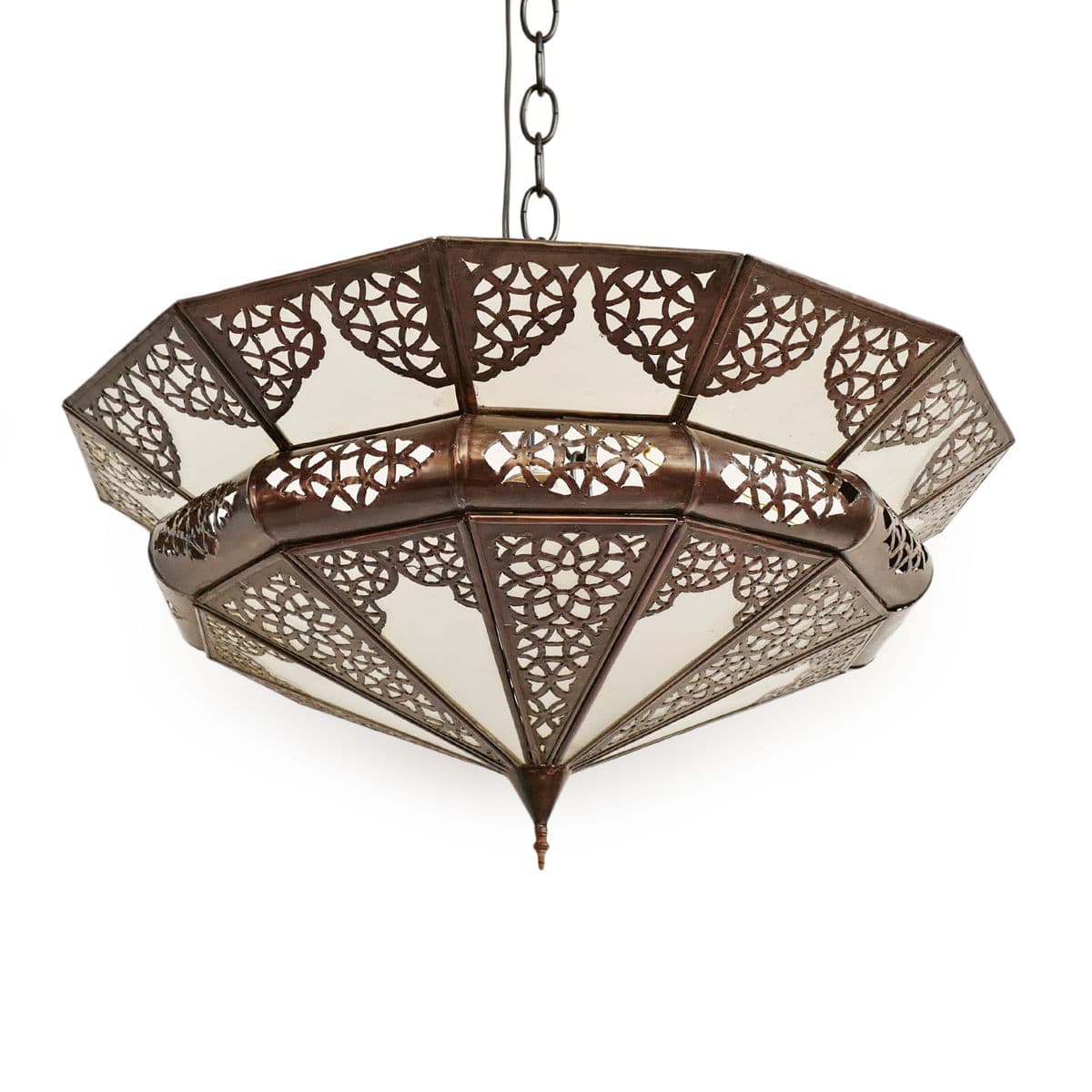 Moroccan Metal Frosted Dish Lantern Small - Thumbnail 6