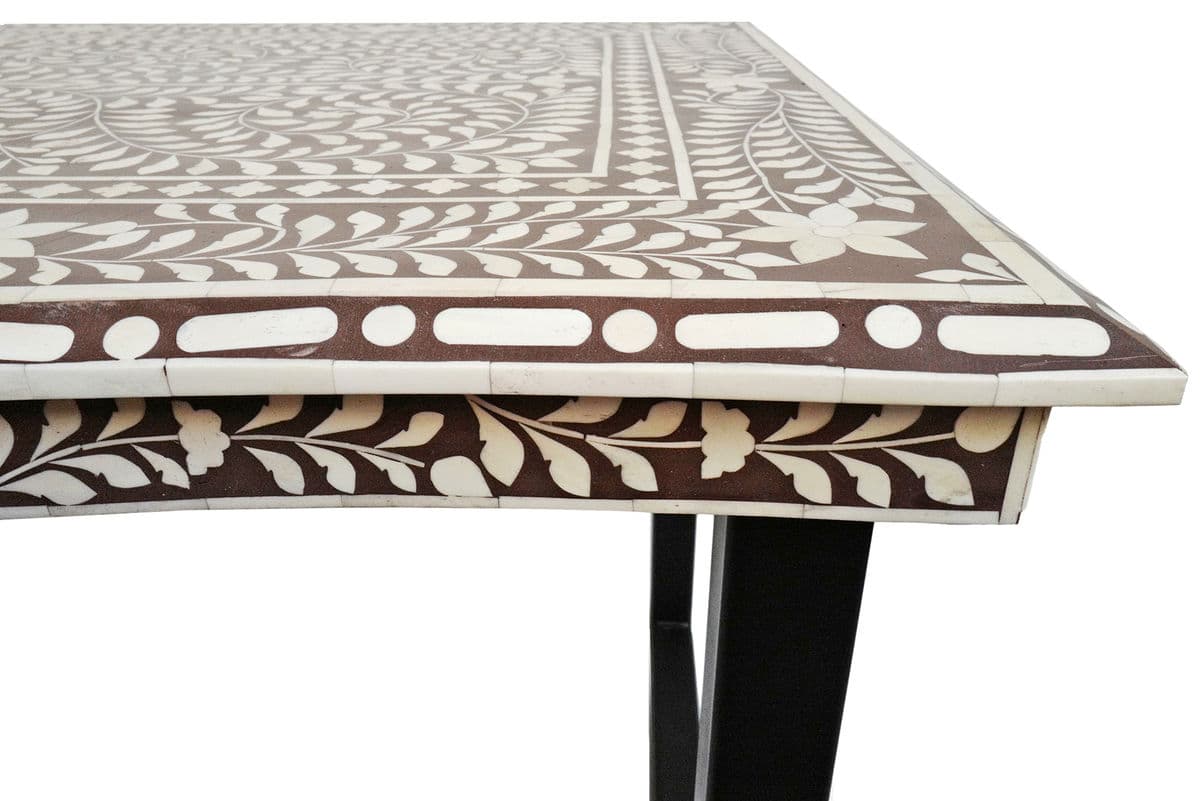 Chocolate Brown & White Inlay Desk - Thumbnail 6