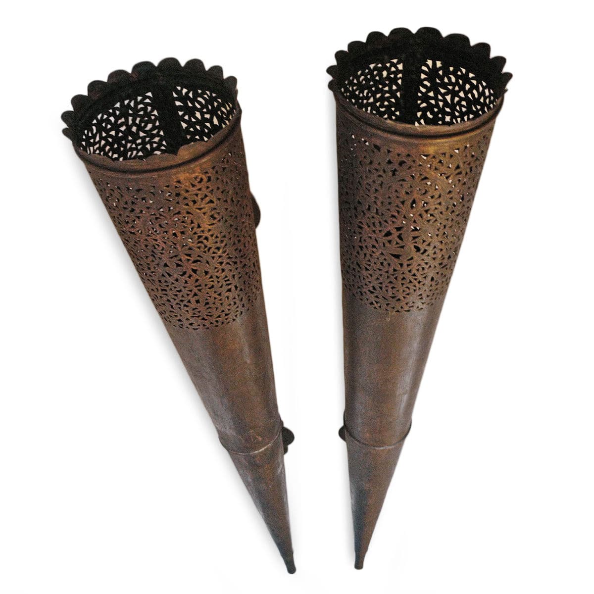 Pair of Vintage Bronze Torch Wall Sconces - Thumbnail 6