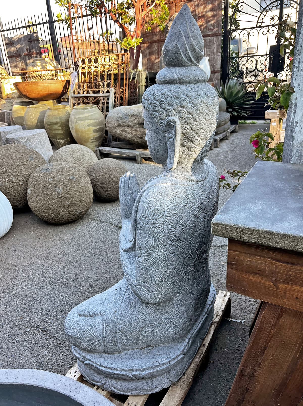 Sitting Stone Garden Buddha - Thumbnail 6