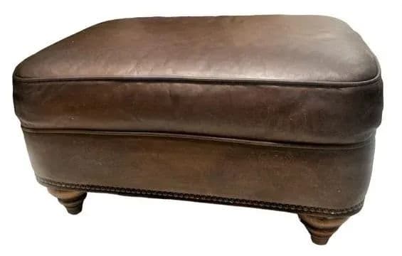 Vintage Chesterfield Leather Writer's Chair and Ottoman With Oriental Tapestry Details - Thumbnail 6