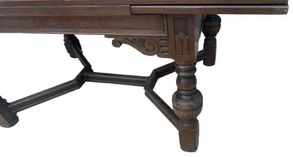 Antique 9 Ft. Walnut Spanish Revival Refectory Table by Tell City Furniture - Circa 1910 - Thumbnail 6