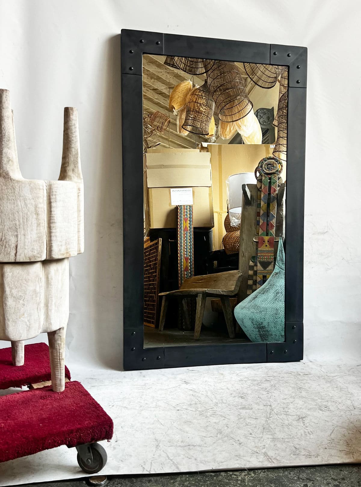 Black Solid Iron Rivet Mirror - Thumbnail 6