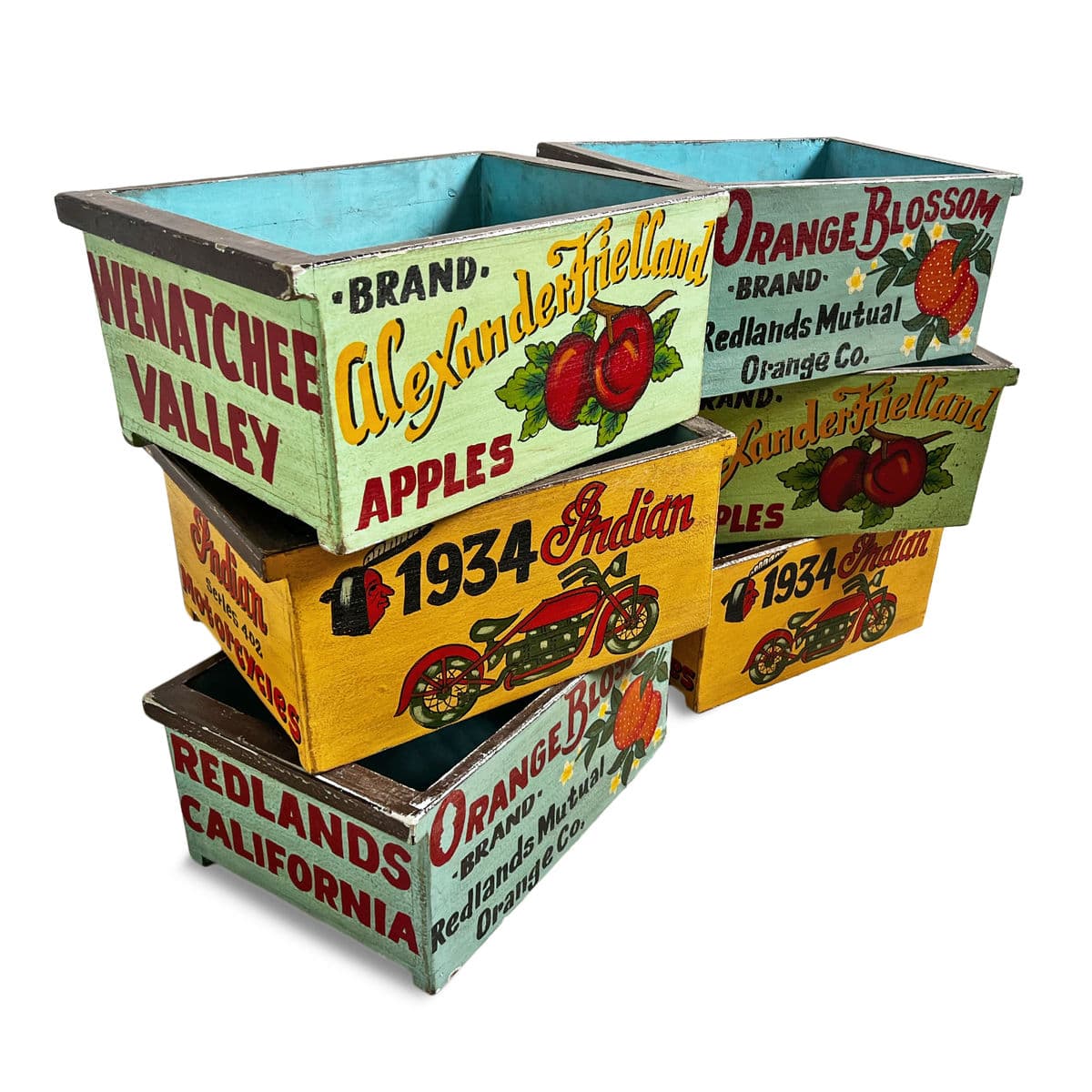 Vintage Style Wood Painted Indian Motorcycle Box - Thumbnail 6