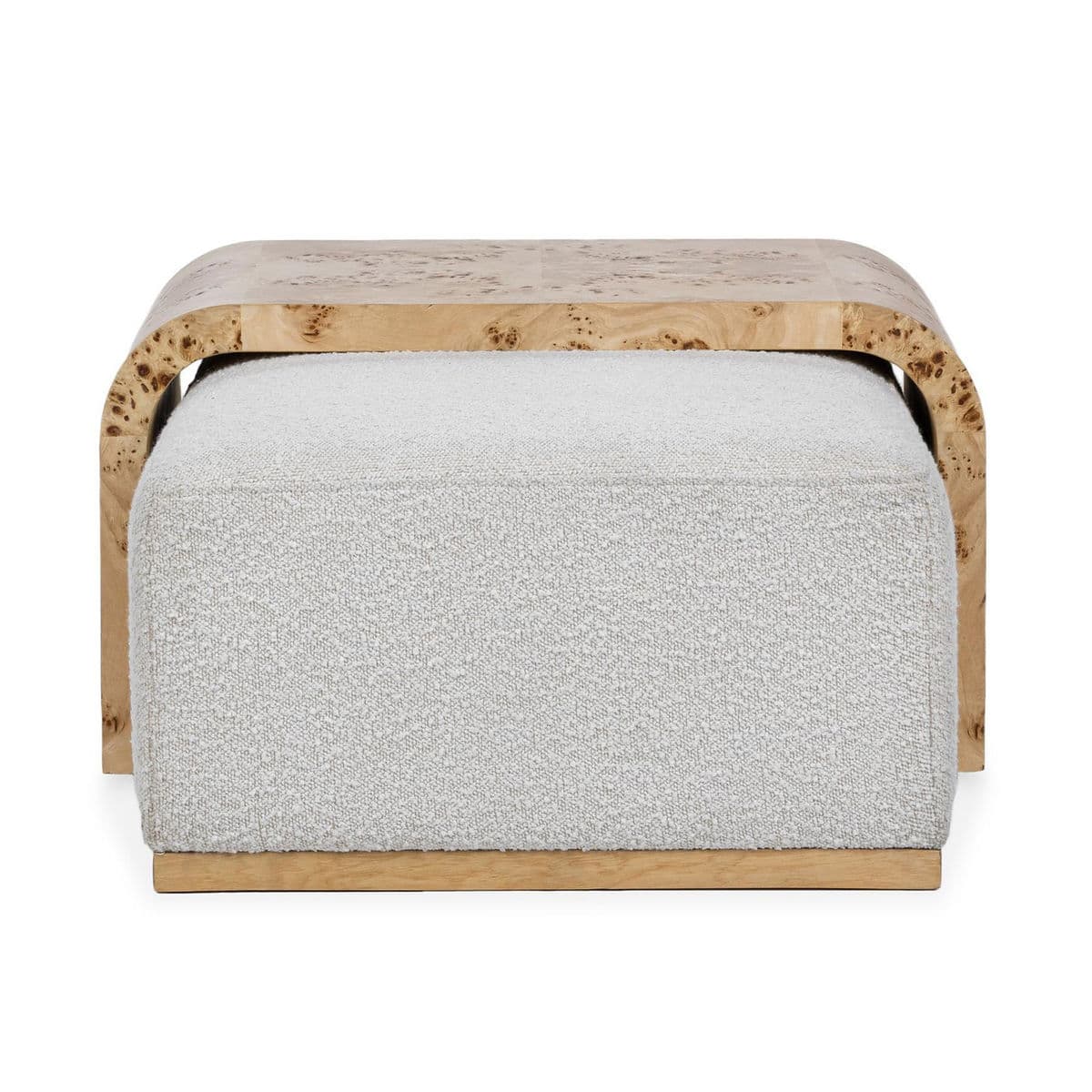 Burl Wood & Boucle Ottoman Table - Thumbnail 6