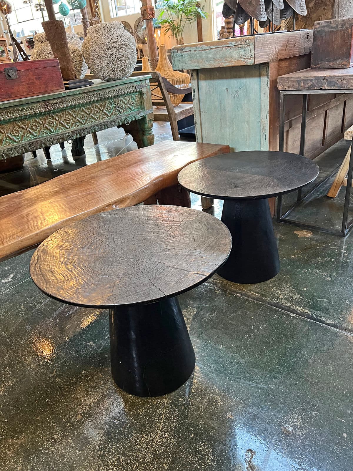 Teak Ebony Round Side Table - Thumbnail 6