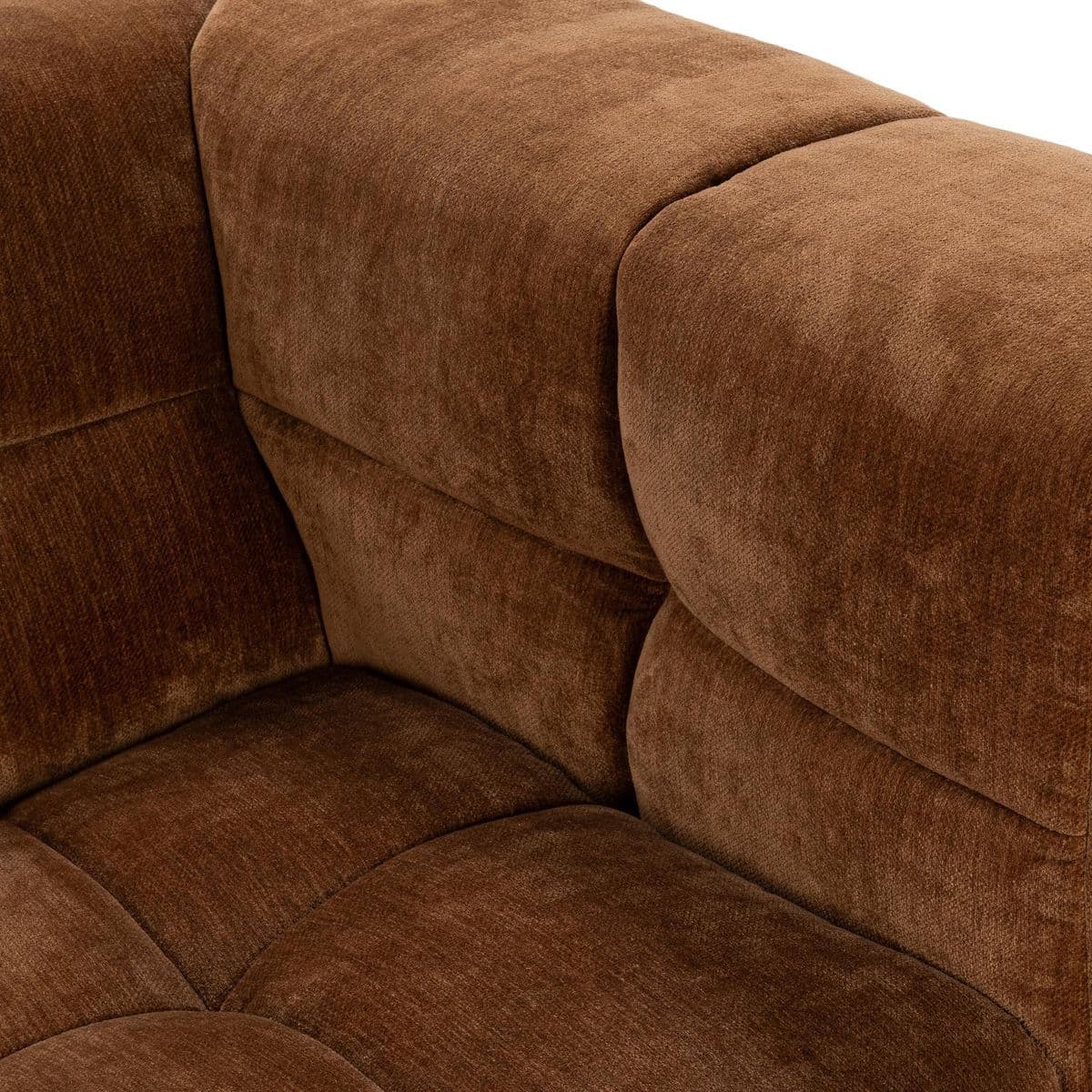 Milk Chocolate Velvet Tufted Sofa - Thumbnail 6