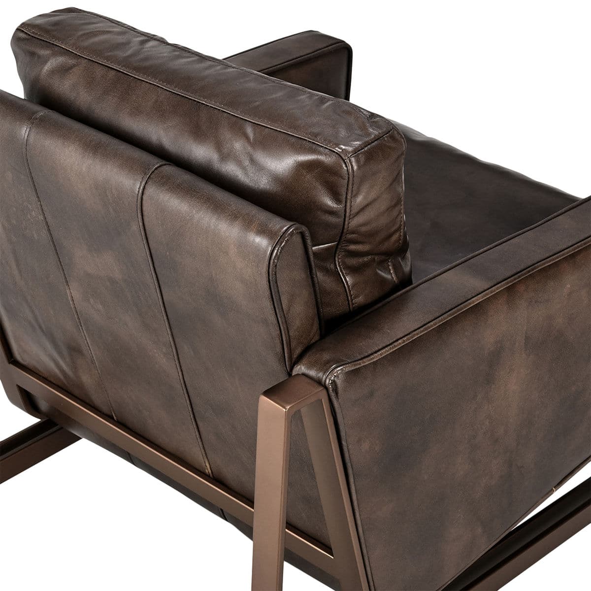 Porter Brown Leather & Bronze Club Chair - Thumbnail 6