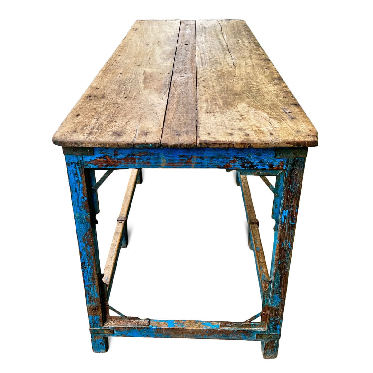 Vintage Farmhouse Blue Leg Table - Thumbnail 6