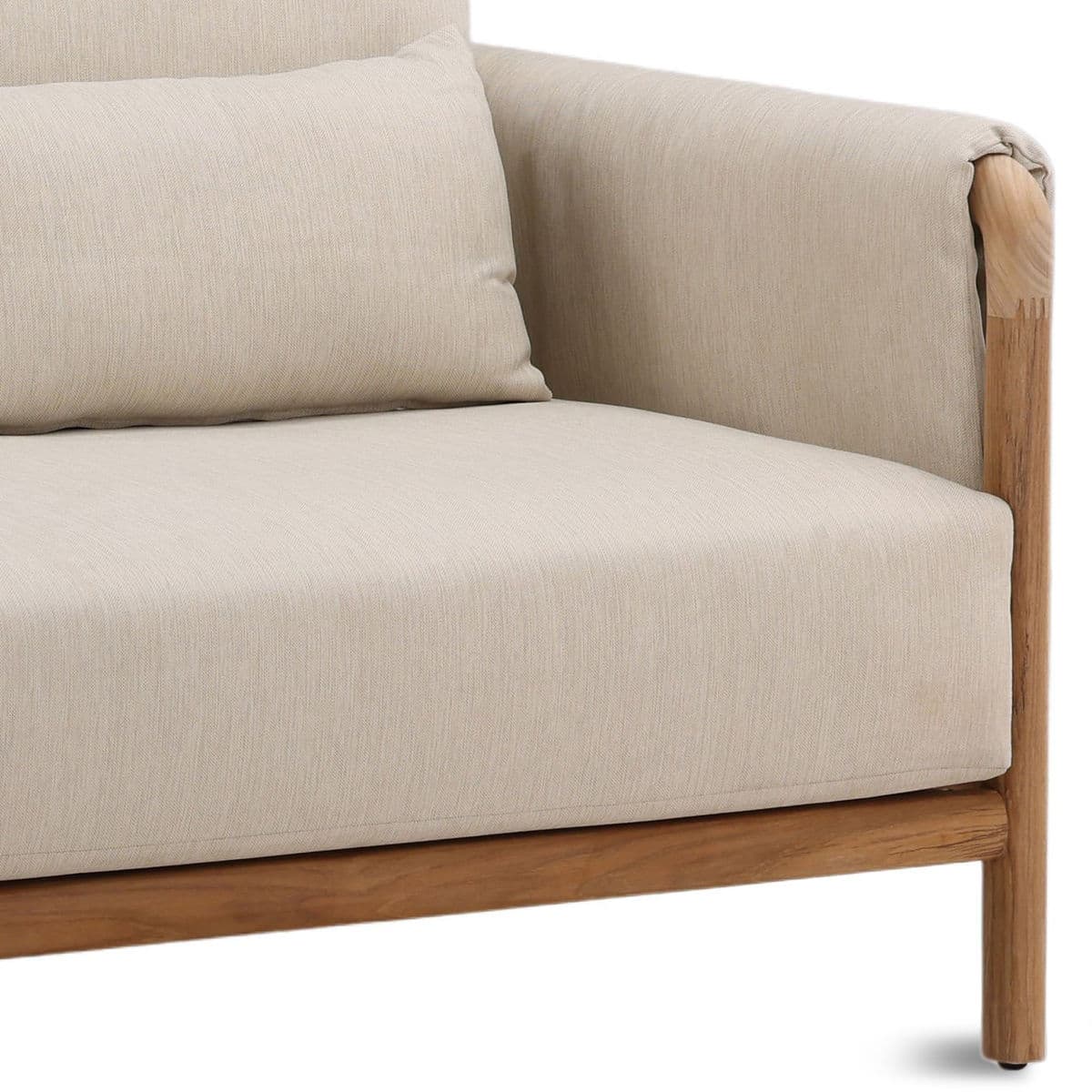 Hermosa Outdoor Teak & Beige Sofa - Thumbnail 6