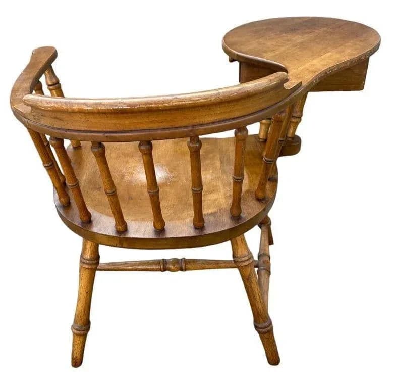 Drexel Windsor Maple and Oak Writing Arm Chair - Vintage Mid 20th Century - Thumbnail 6