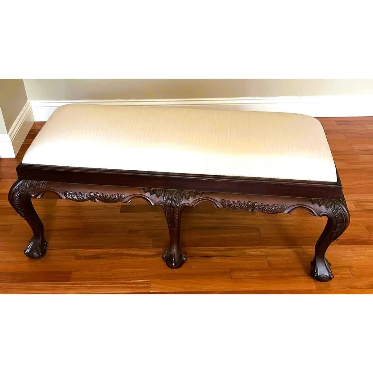 Mahogany Clawfoot Bench by Georgian Furnishings Co. Of New Orleans - Vintage Late 20th Century - Thumbnail 6