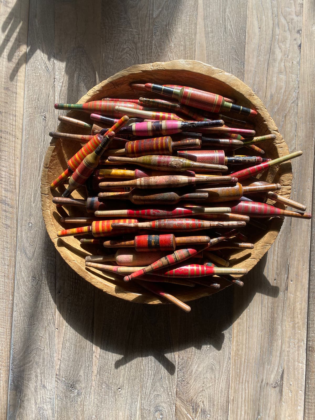 Antique Indian Painted Rolling Pin - Thumbnail 6