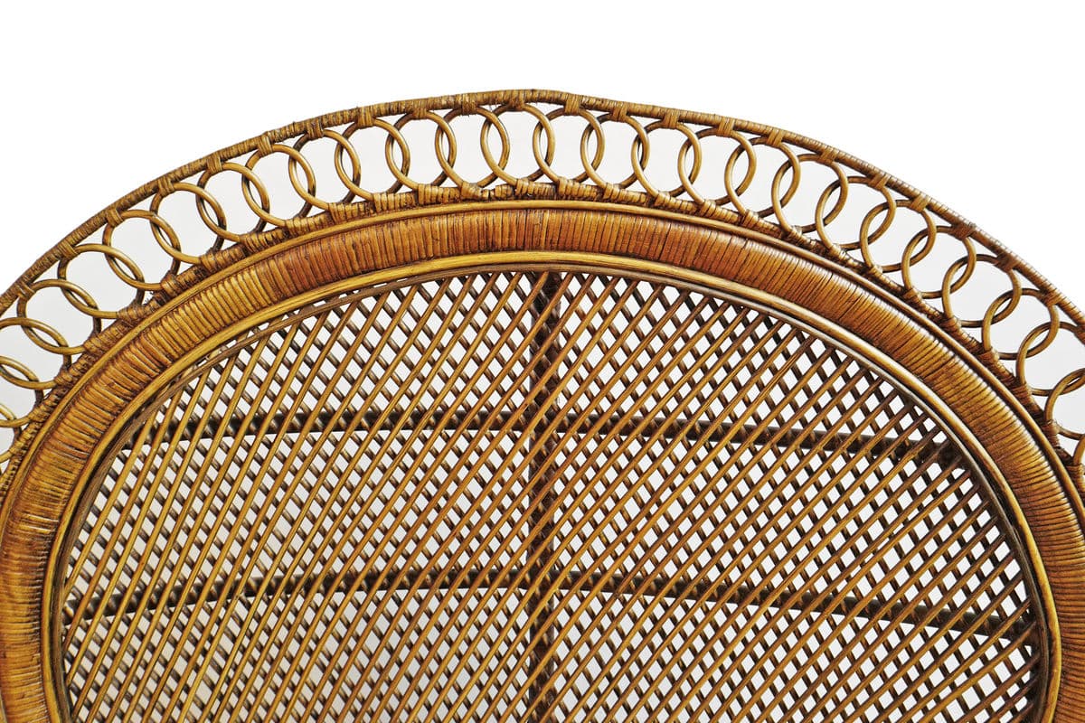 Tea Stain Rattan Loop Peacock Chair - Thumbnail 6