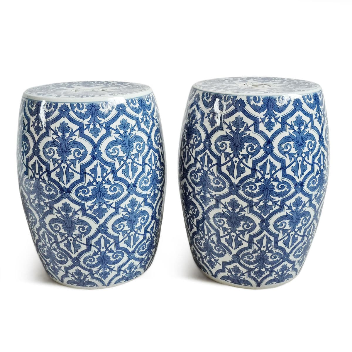 Blue & White Paris Ceramic Stool - Thumbnail 6