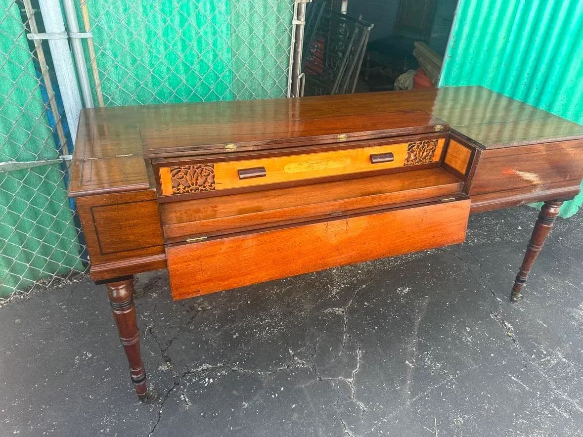John Broadwood & Son Square Piano Made in London, Signed and Dated in 1808 - Converted Into Console Table or Dressing Table - Thumbnail 6