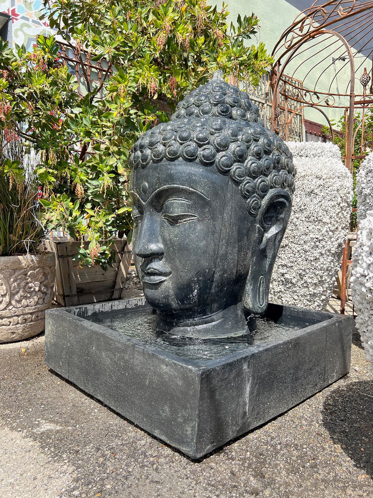 Cast Faux Stone Buddha Head Fountain - Thumbnail 6