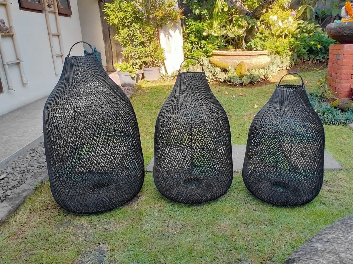 Black Wicker Bottle Lantern Medium - Thumbnail 6
