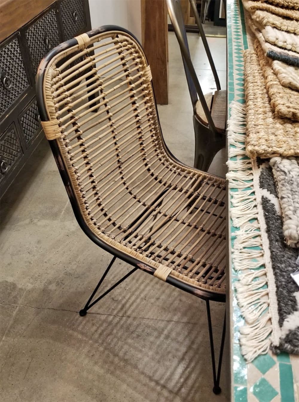 Rattan & Black Dining Chair - Thumbnail 6