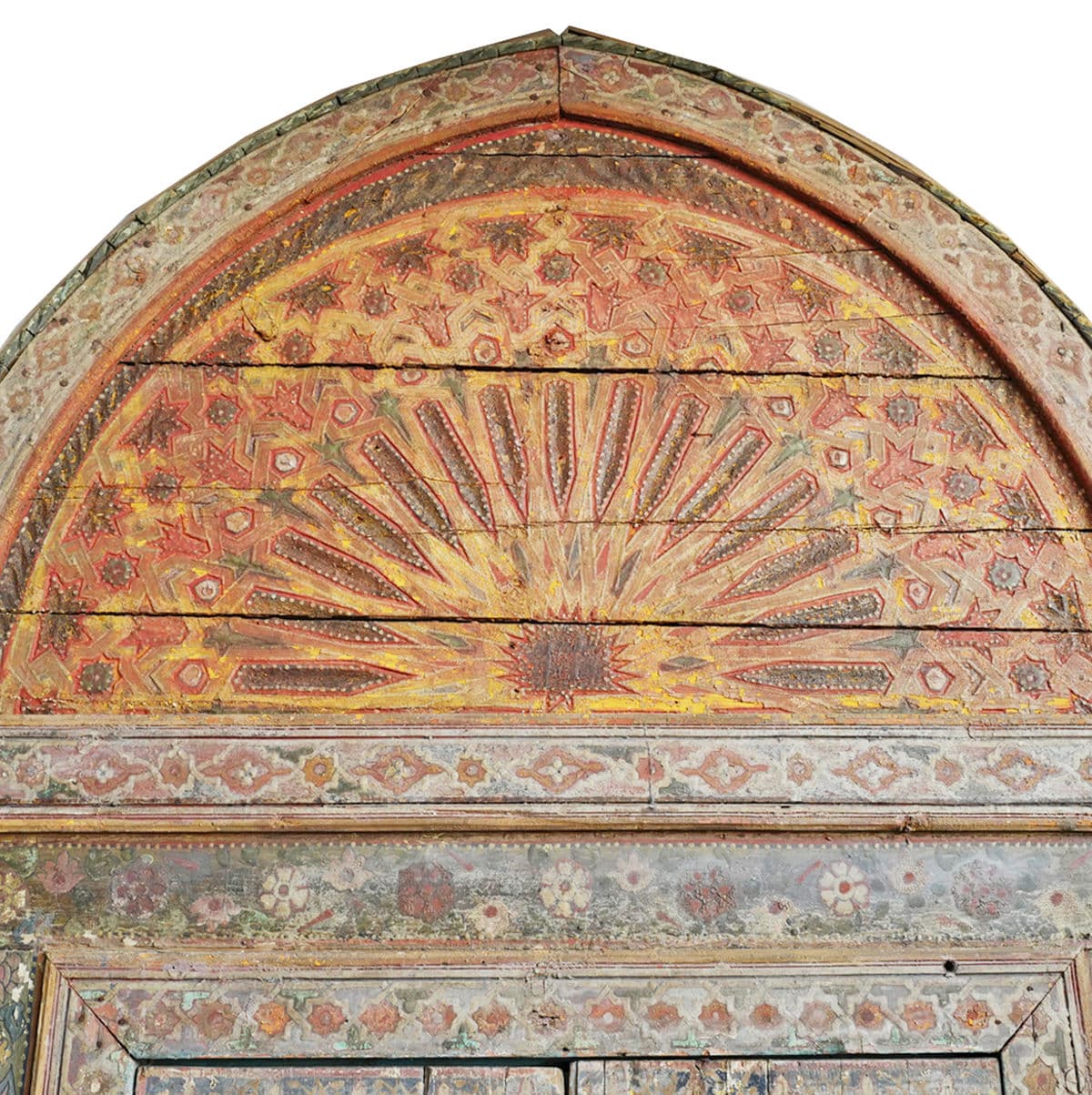 Antique Moroccan Painted Tall Window Mirror - Thumbnail 6