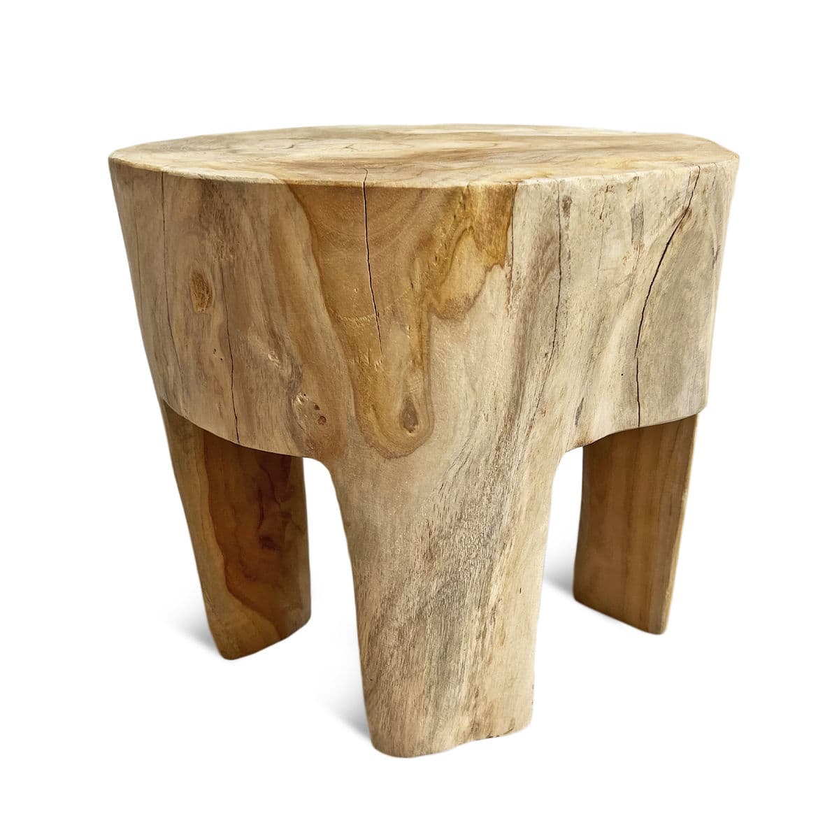 Jona Organic Teak Round Stool - Thumbnail 6