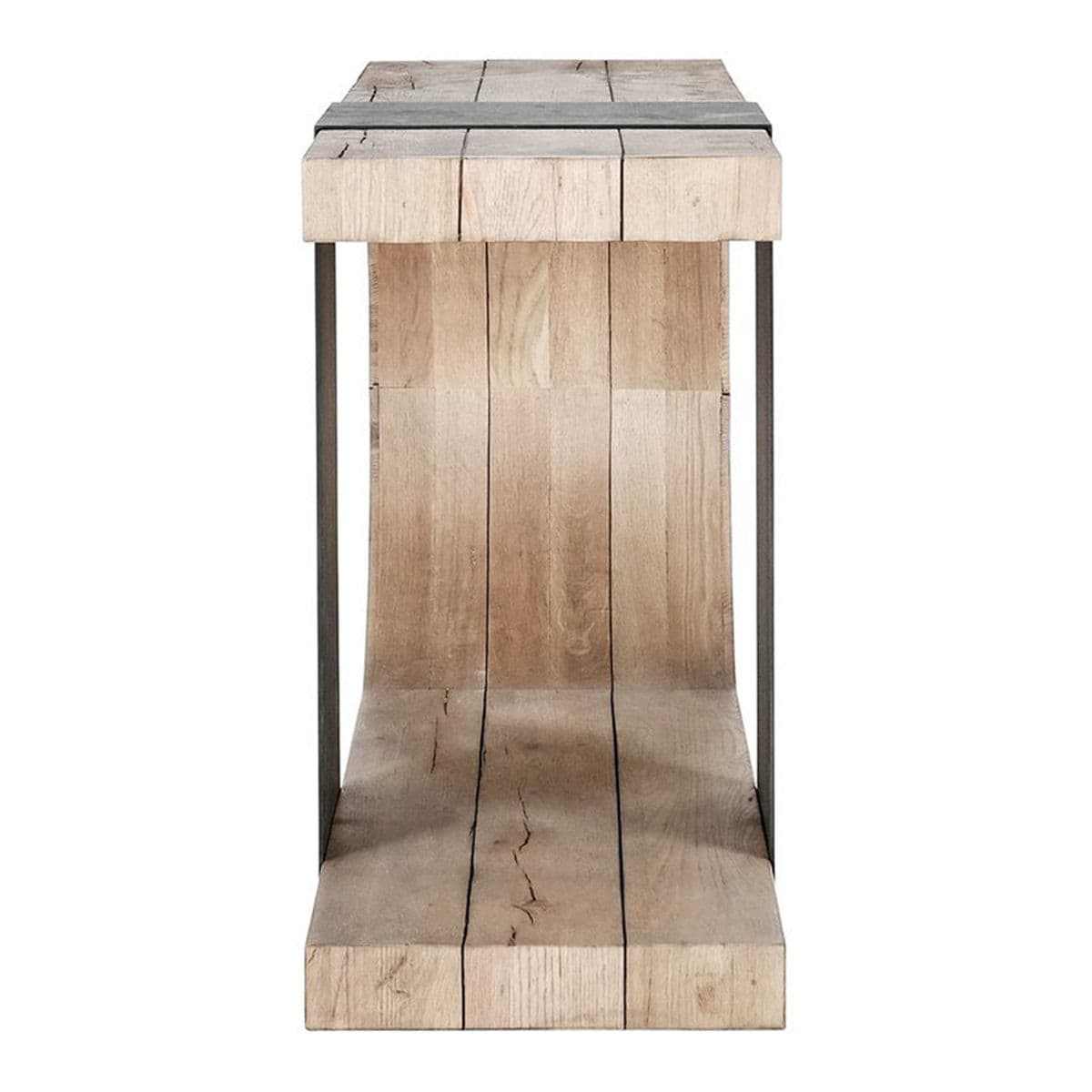 White Wash Retro Steel Tie Console Table - Thumbnail 6