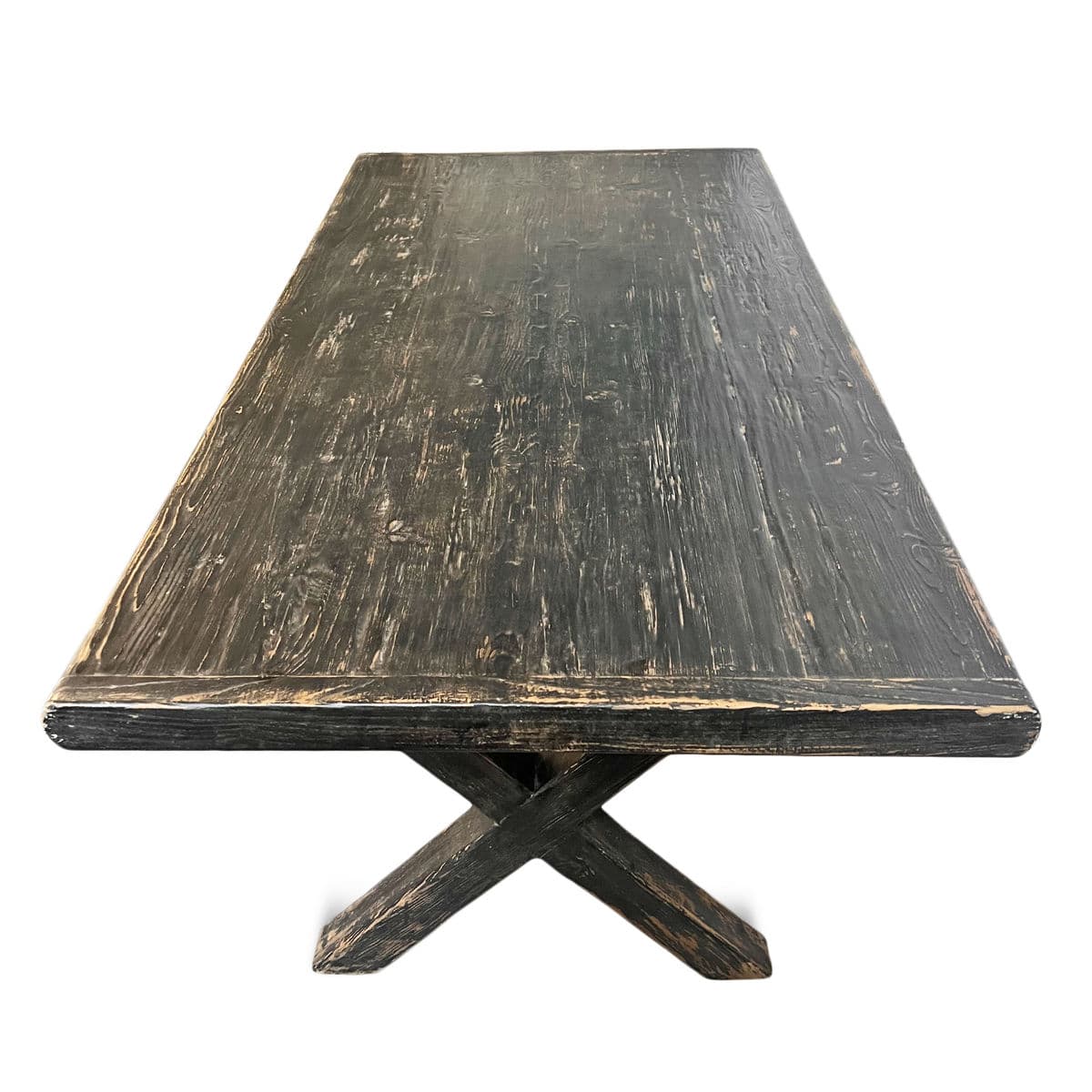 Black X Worn Elm Dining Table - Thumbnail 6
