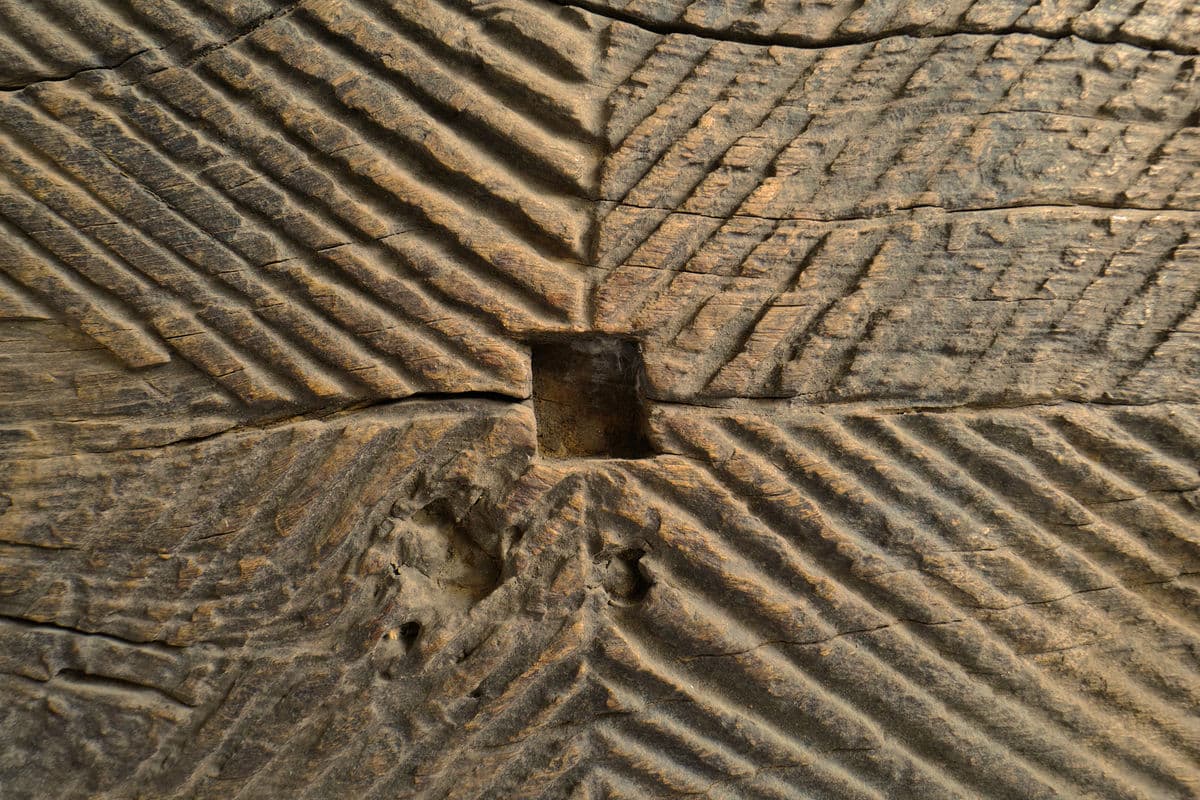 Antique Wood Grinder Wheel on Stand - Thumbnail 6