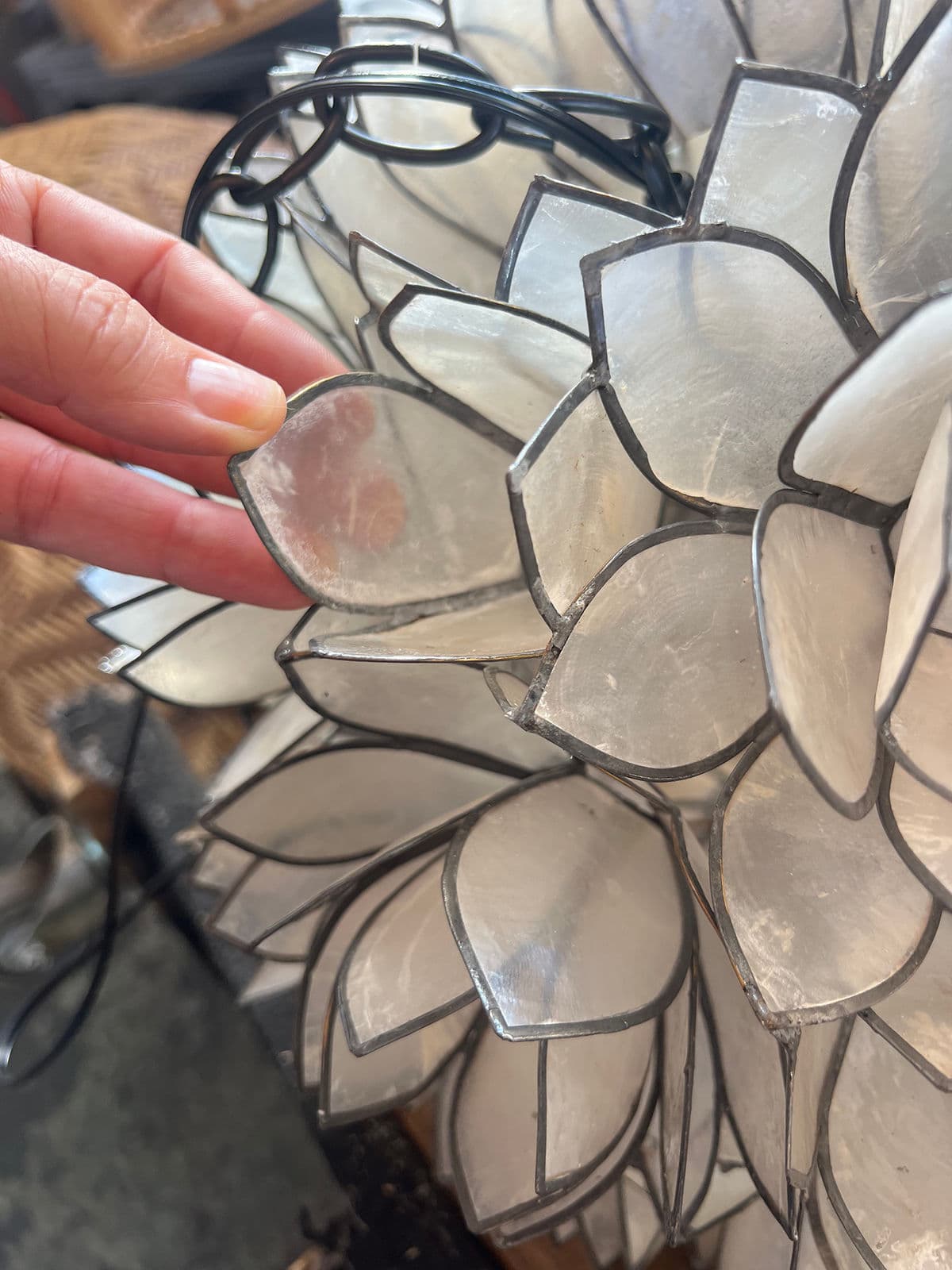 Capiz Lotus Flower Globe Pendant 20 - Thumbnail 6