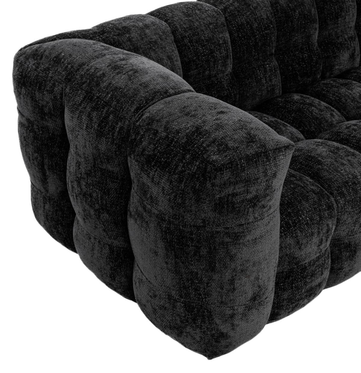 Onyx Black Tufted Chenille Sofa - Thumbnail 6