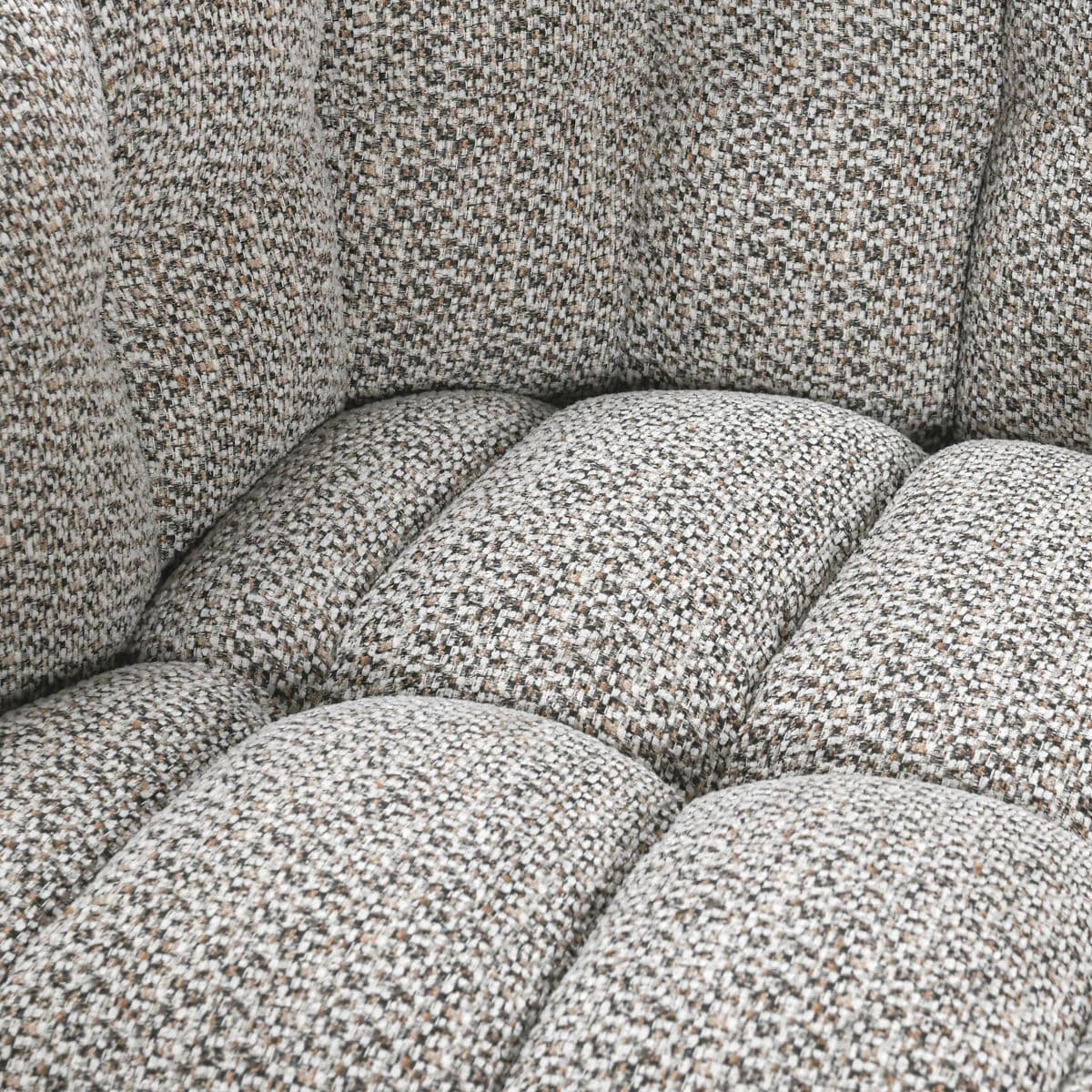 Neutral Tufted Round Swivel Chair - Thumbnail 6