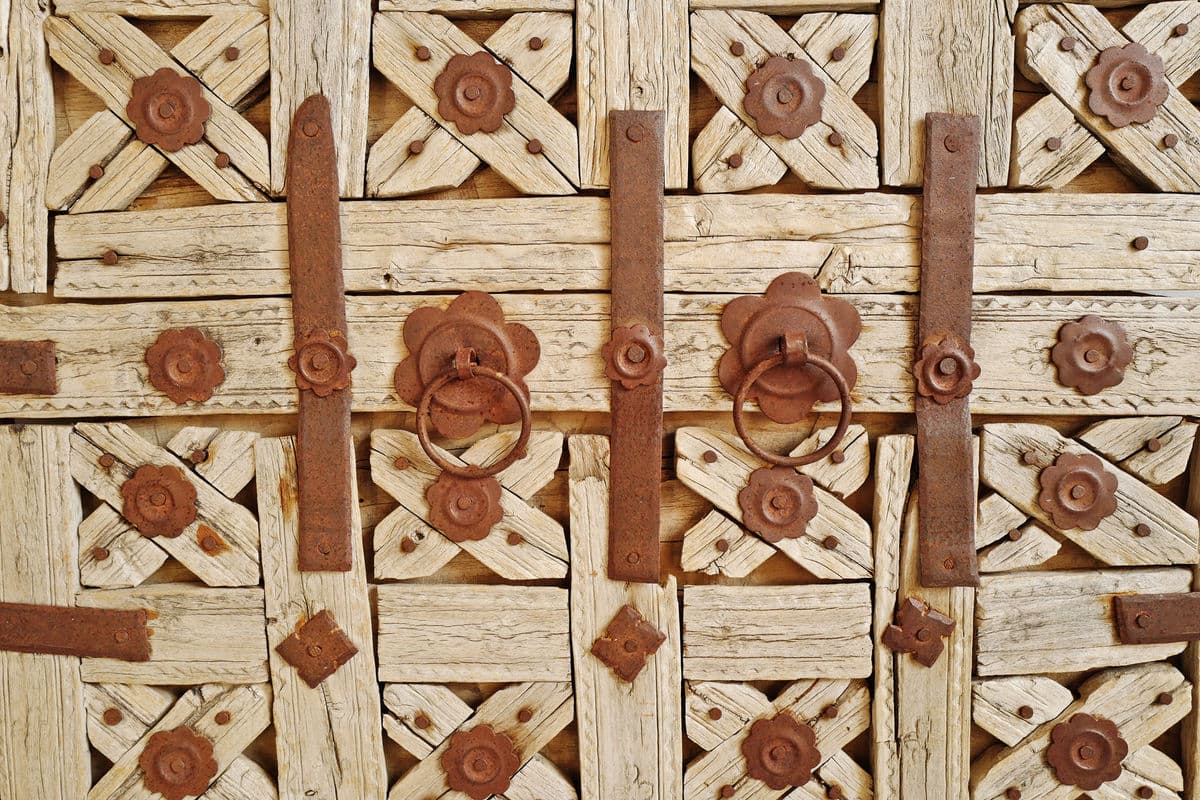 Old Teak Wood & Iron Door Panel - Thumbnail 6