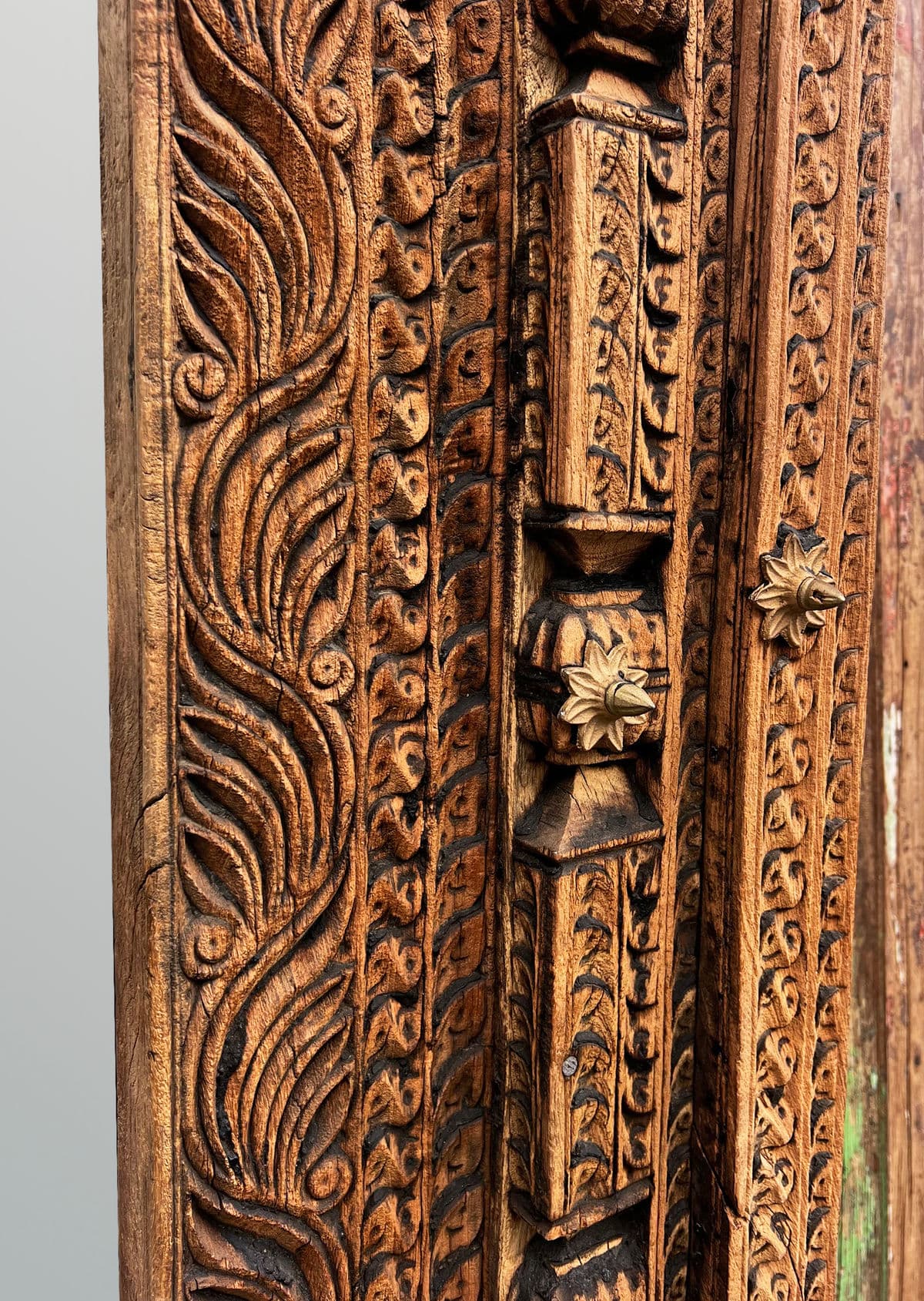 Old Carved Teak Door Mirror Frame - Thumbnail 6