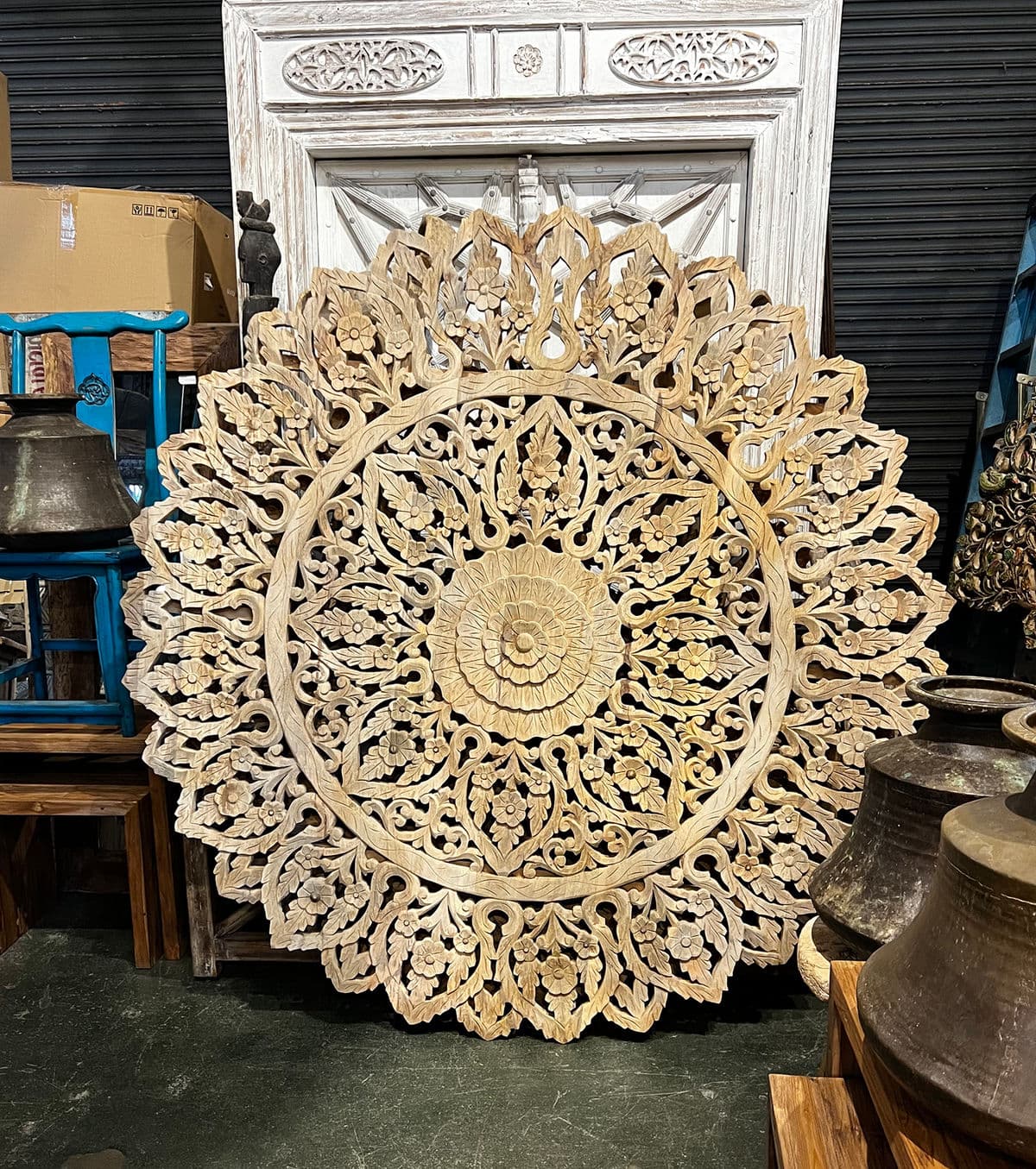 Large Wood Carved Medallion - Thumbnail 6
