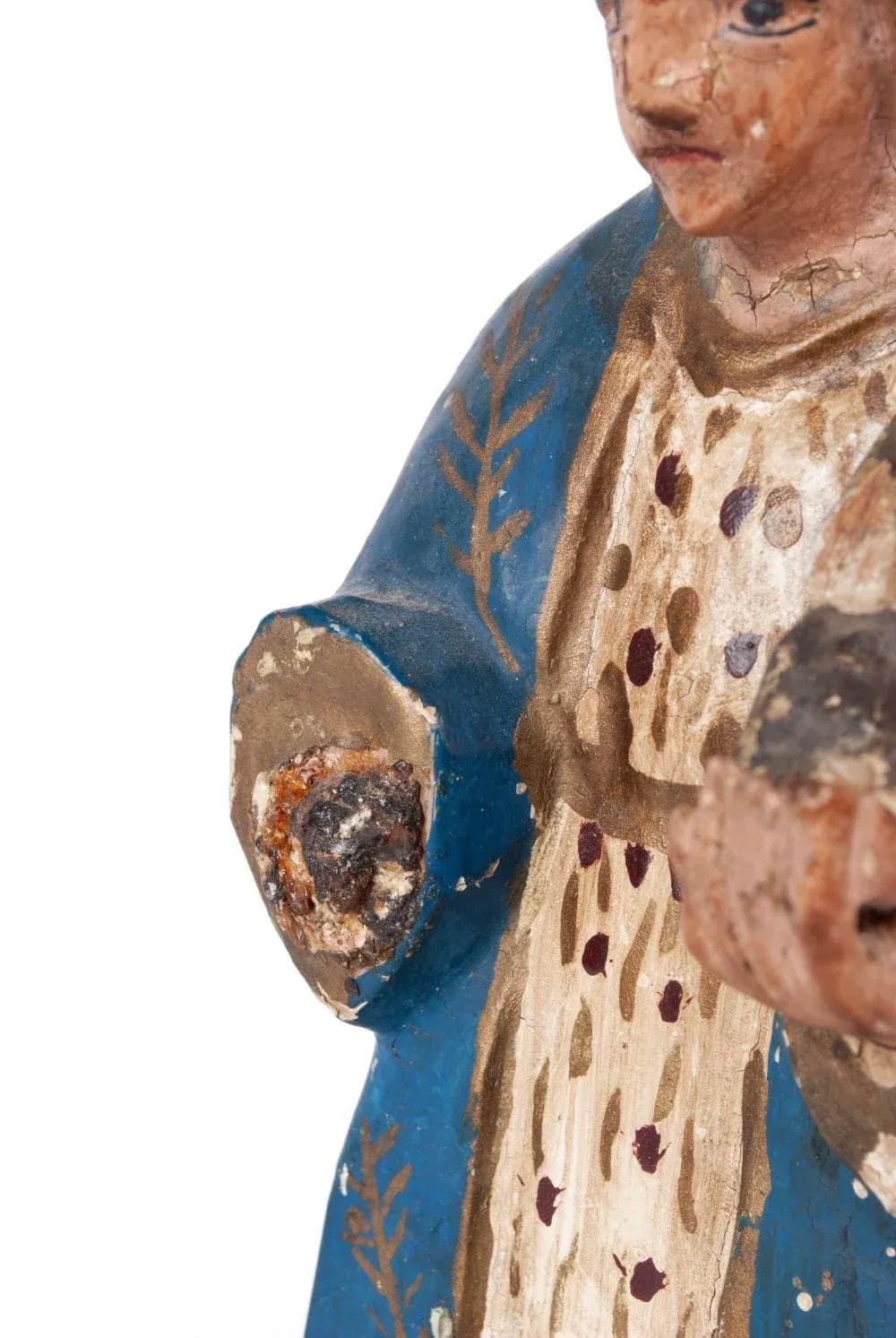 18th Century Santo Figure of Virgin Mary and Child Jesus Configured With a Table Lamp - Thumbnail 6