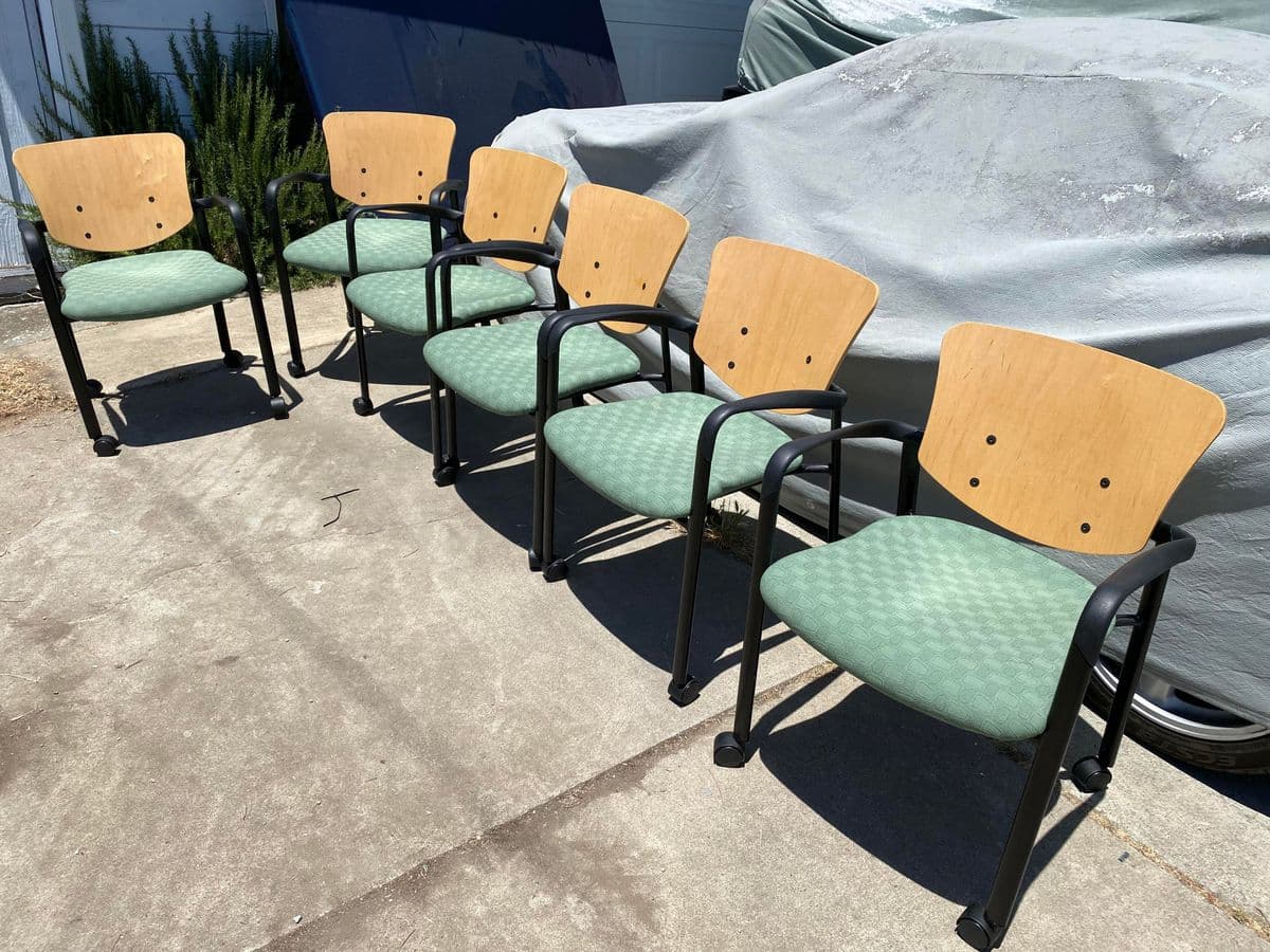 Haworth Bentwood Rolling Side Armchairs Set of 6 - Thumbnail 5