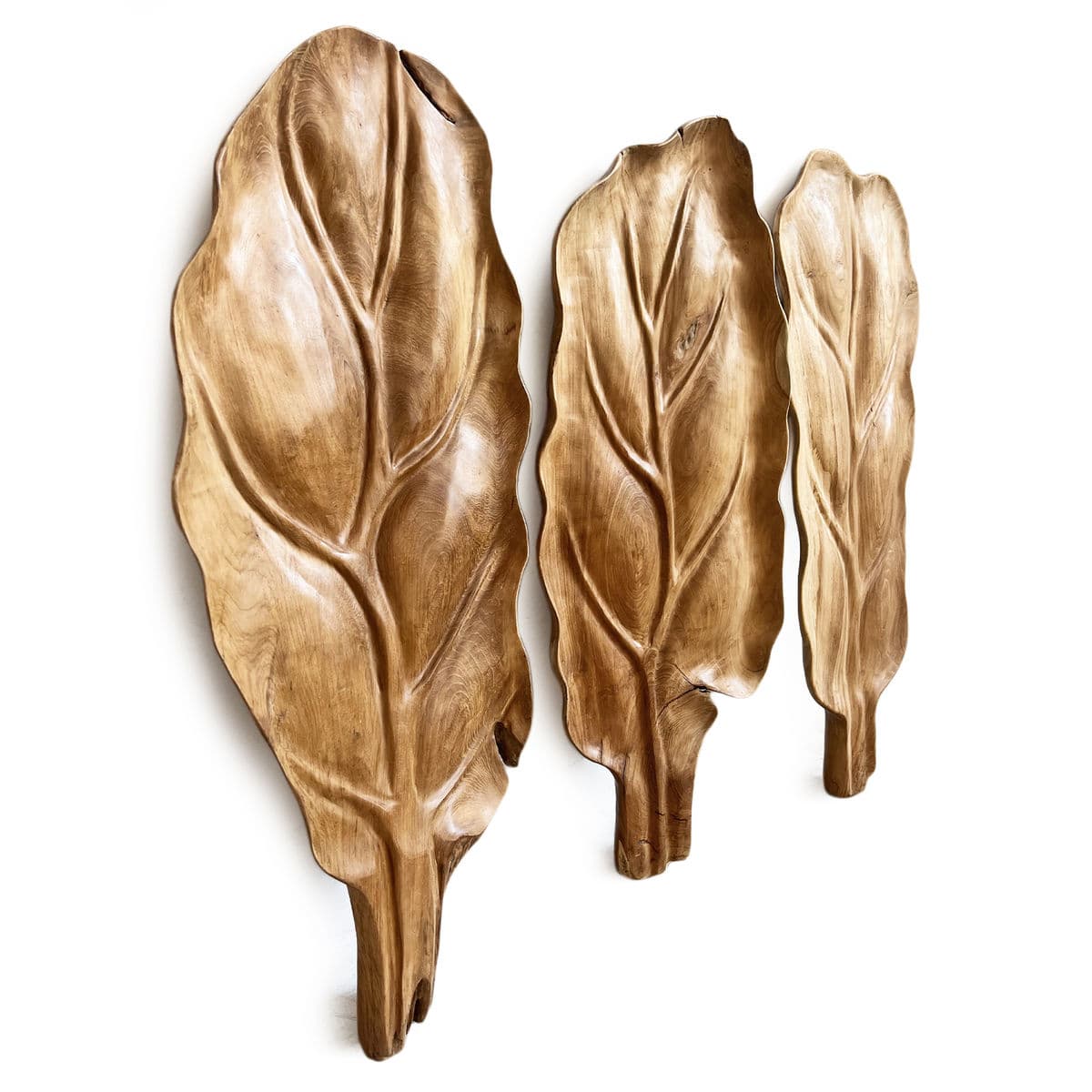 Large Wood Carved Leaf Platter - Thumbnail 6