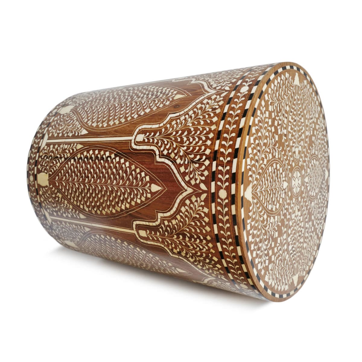 Colonial Inlay Barrel Side Table Stool - Thumbnail 6