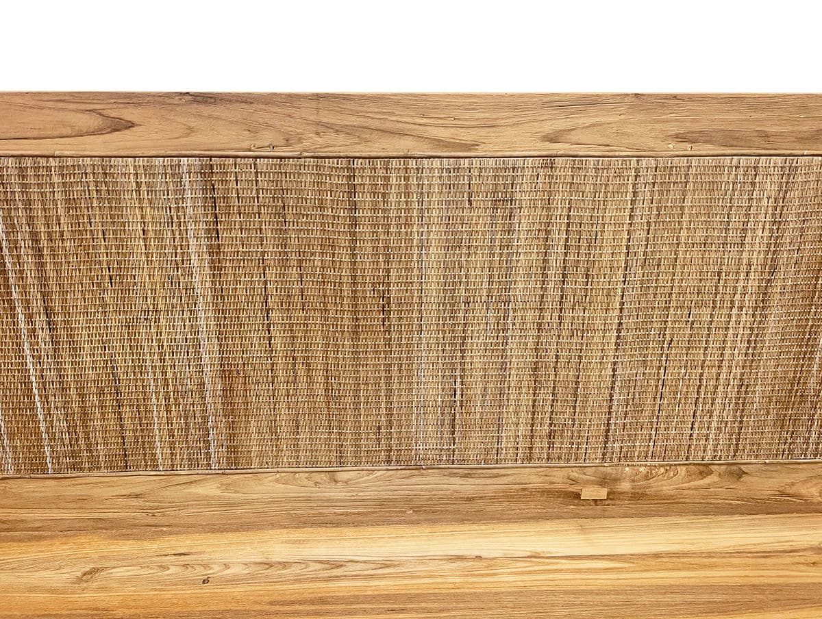 Modern Teak & Rattan Platform Queen Bed - Thumbnail 7