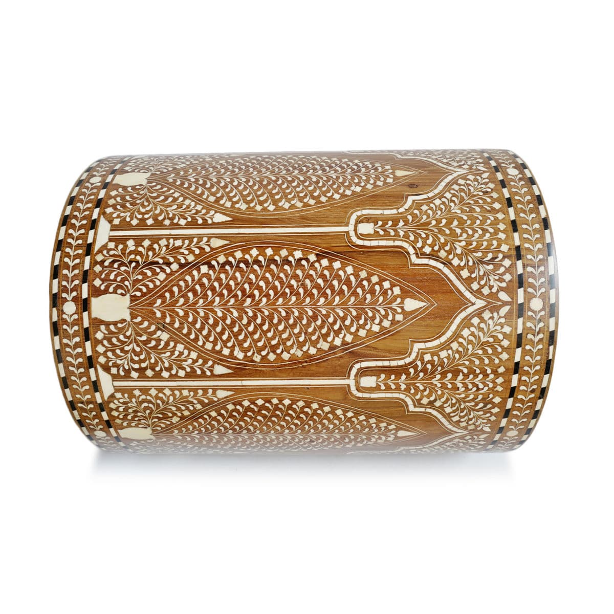 Colonial Inlay Barrel Side Table Stool - Thumbnail 7