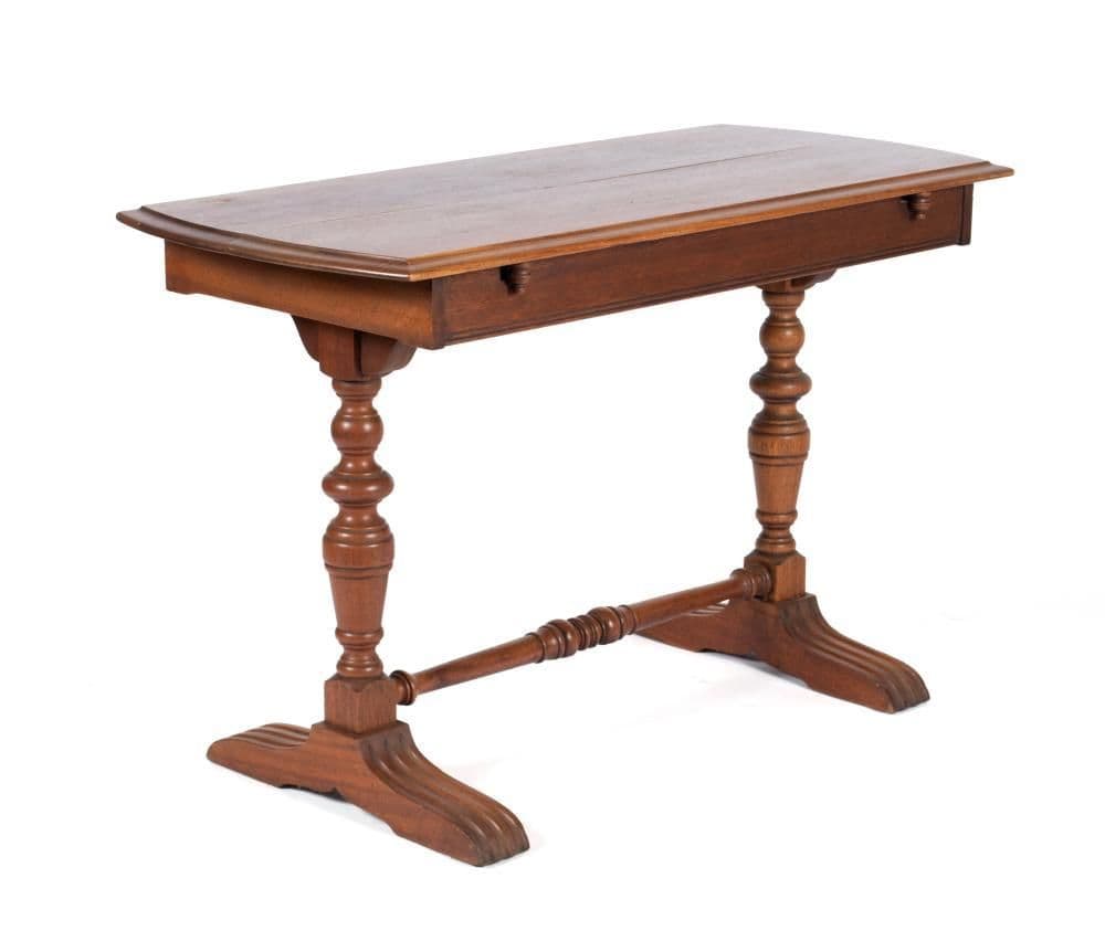 1920s Made in Los Angeles by Angelus Furniture Solid Oak Convertible Console or Library Table - Thumbnail 7