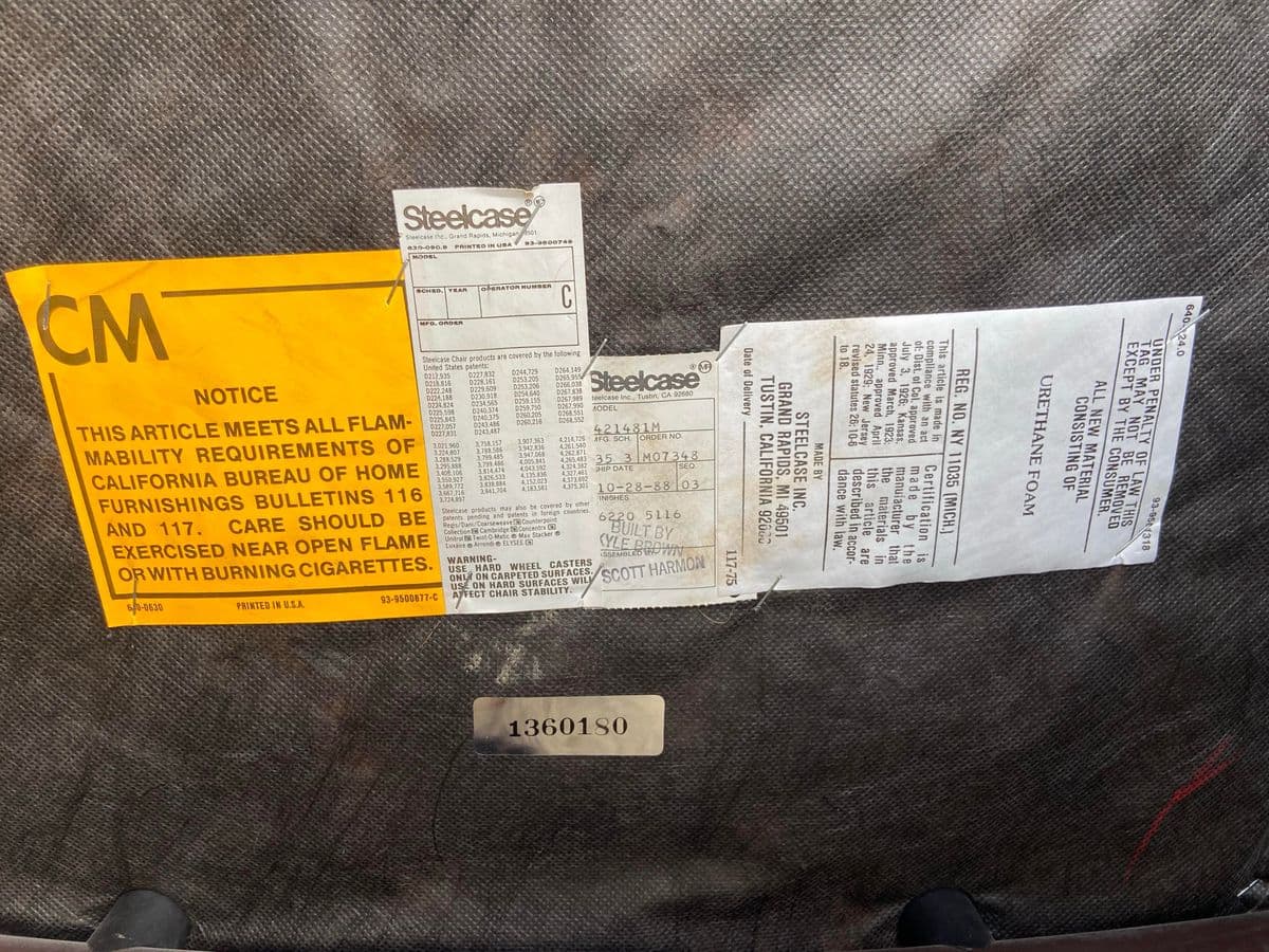 1980s Steelcase Vintage Mid Century Modern Tubular Upholstered Chairs- Set of 2 - Thumbnail 6