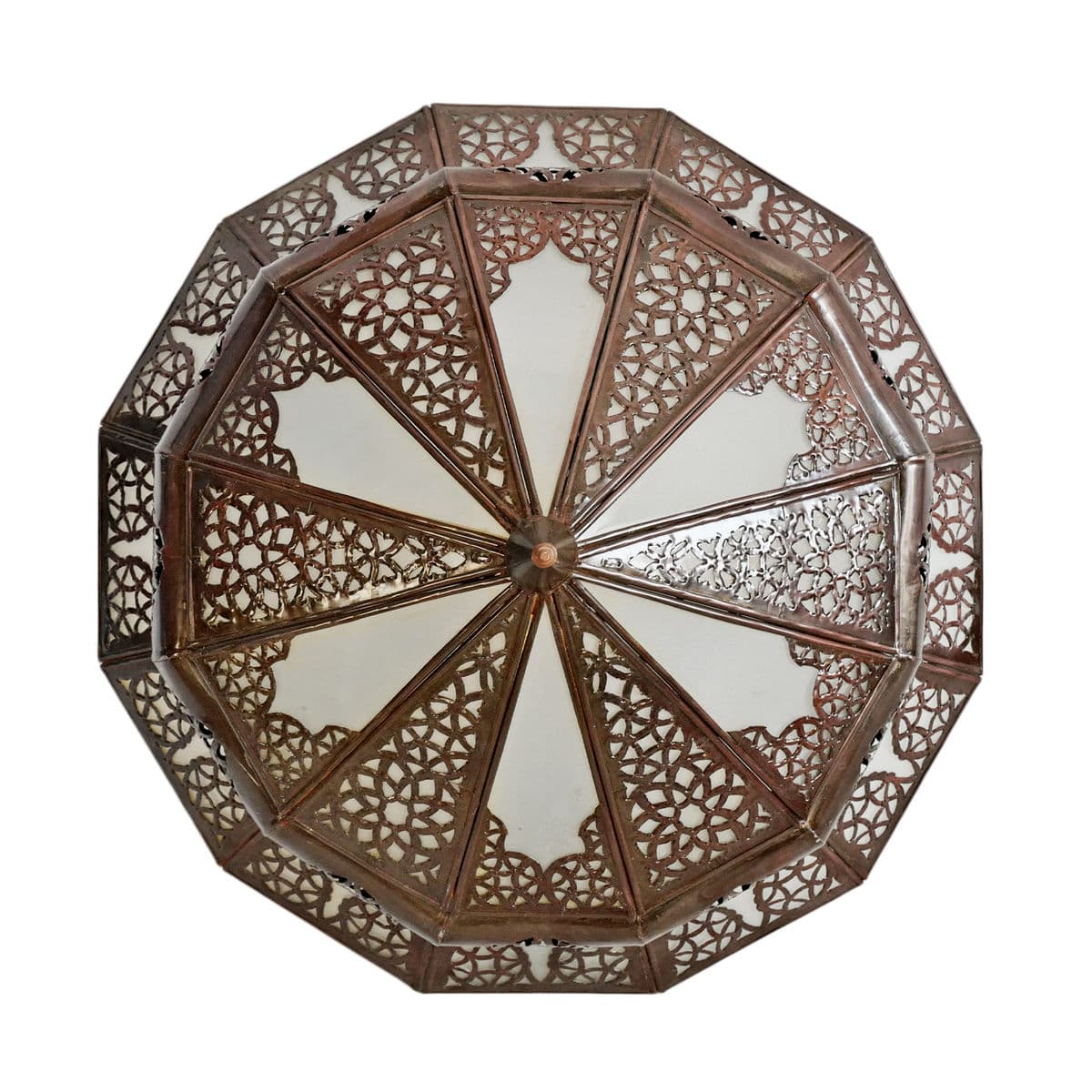 Moroccan Metal Frosted Dish Lantern Small - Thumbnail 7