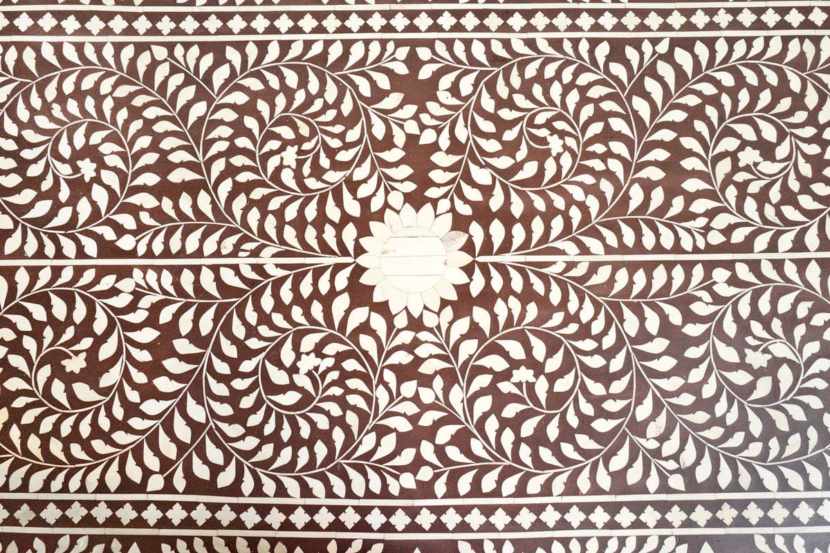 Chocolate Brown & White Inlay Desk - Thumbnail 7