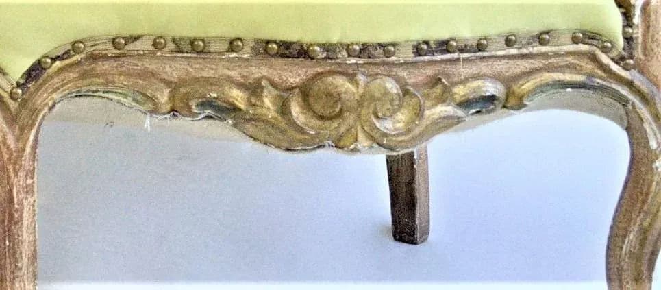 Late 18th Century Spanish Colonial Antique Gilt and Painted Gesso Frame Settee - Thumbnail 7