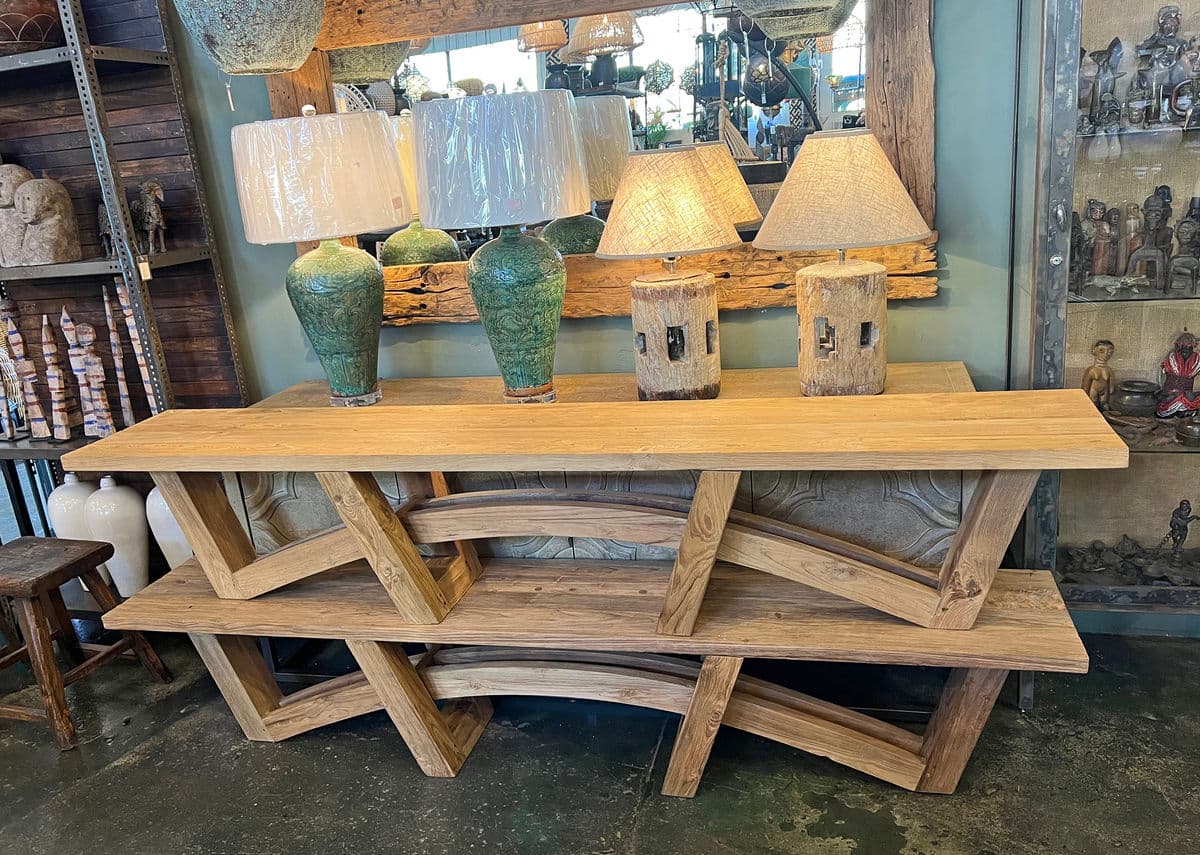 Outdoor Teak Bow Trestle Bench - Thumbnail 7